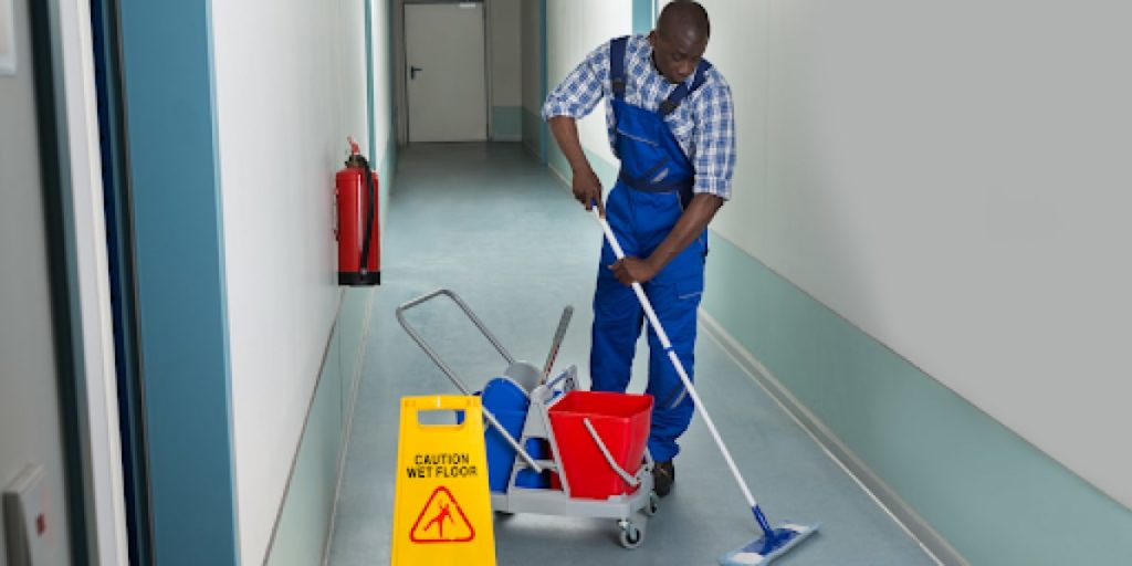 janitor working in office