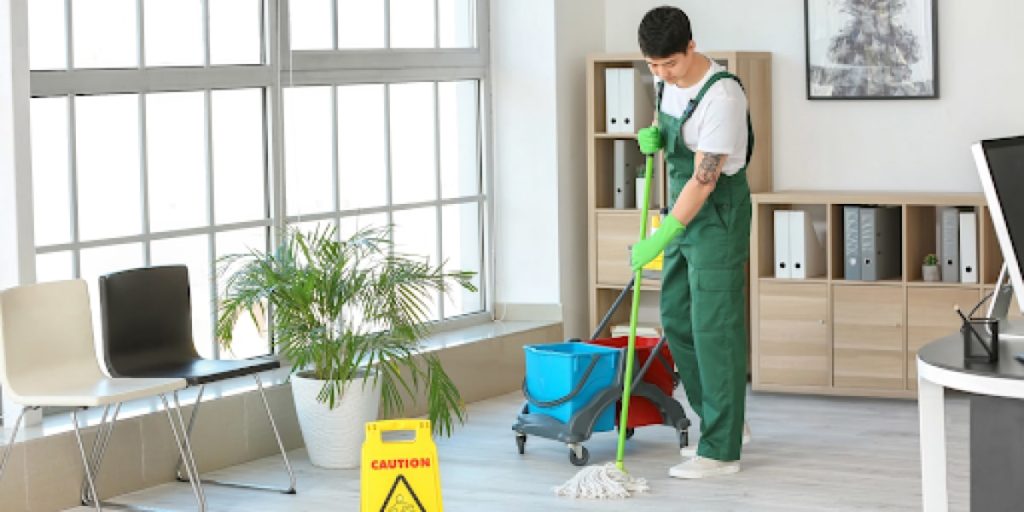 janitor mopping