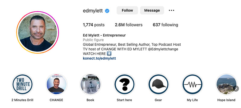Ed Mylett Instagram bio