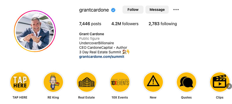 Grant Cardone Instagram Bio