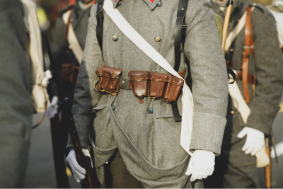 close up of WW1 reenactors uniforms