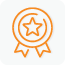 Orange icon of a certification award