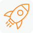 Orange icon of rocket launch