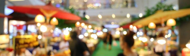 blurred view of an indoor market
